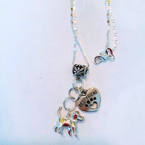 Silver dog best friend pendant necklace